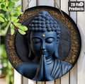 CL67 - 2D flat 1pc Buddha statue head theme circular wooden sign hanging decoration, family festival decoration